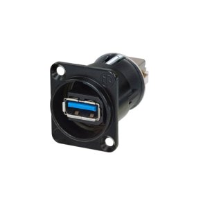 Neutrik USB3 chassisfatning A til B, vendbar, sort