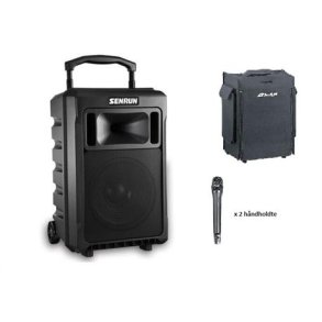 Senrun Transportabel højttaler 120W m/2 x Håndholdt mikrofon