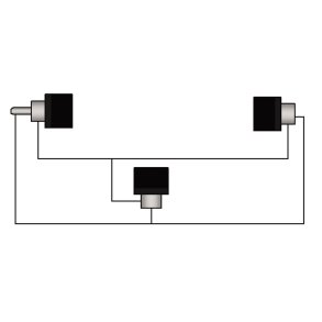 Adapter RCA han > 2 x RCA hun vinkel par